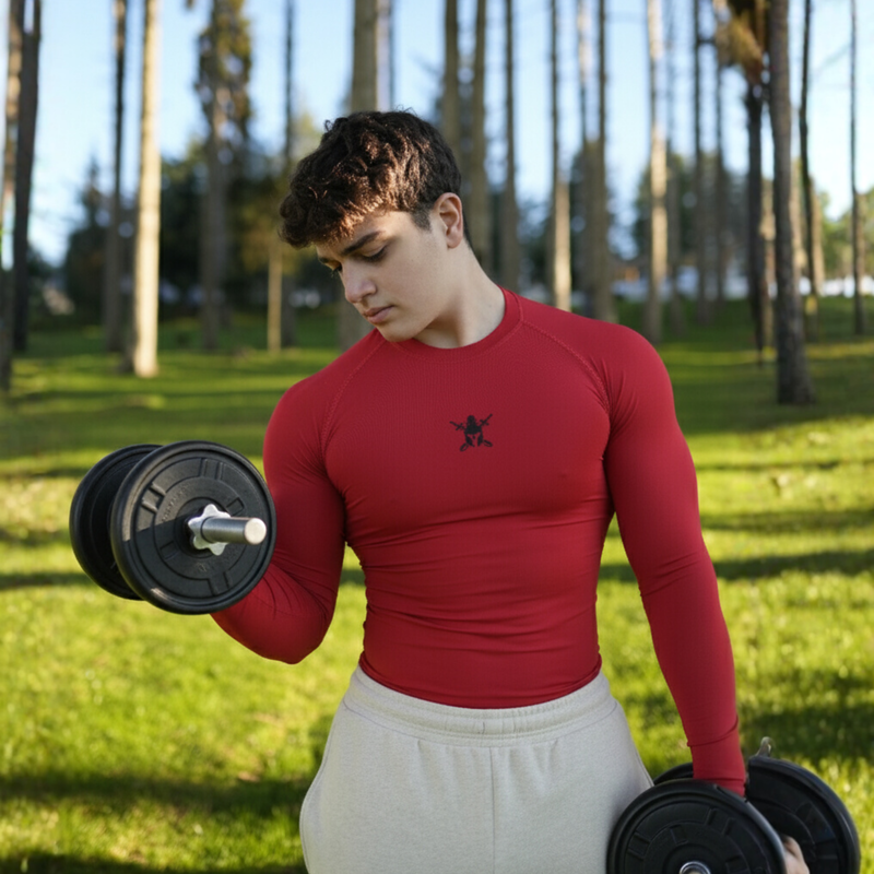 CoolDry Ter Tutmayan Performans Tişörtü Uzun Kol – Kırmızı - The Last Pull